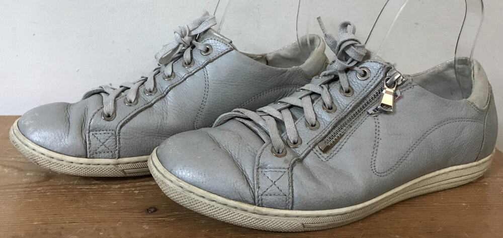 Mephisto Mobils Blue Gray Leather Lace Up Comfort Shoes Sneakers 8.5 Womens